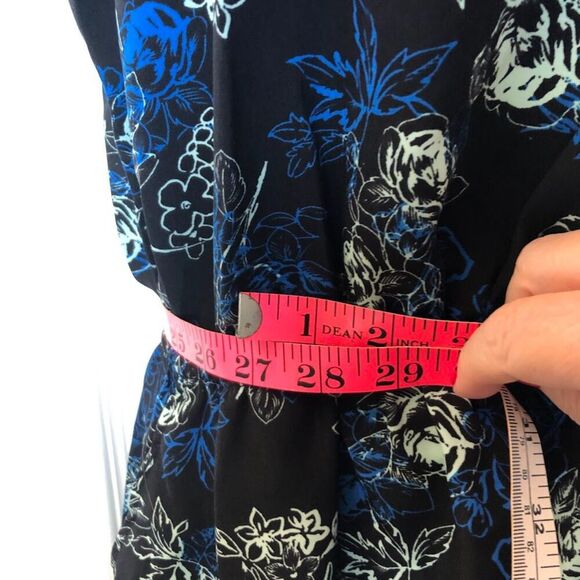 Candie's Women's Y2K Lightweight Navy Floral Mini Dress Sleeveless Elastic Waist - Picture 11 of 12